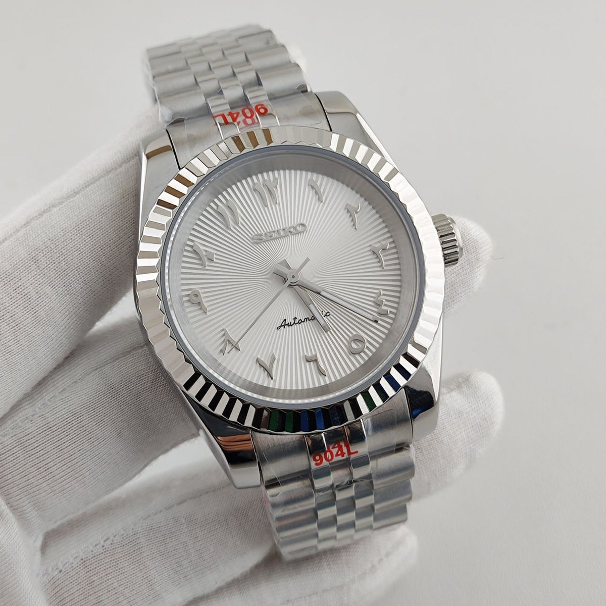 Seiko Mod Datejust Arabic Blanche